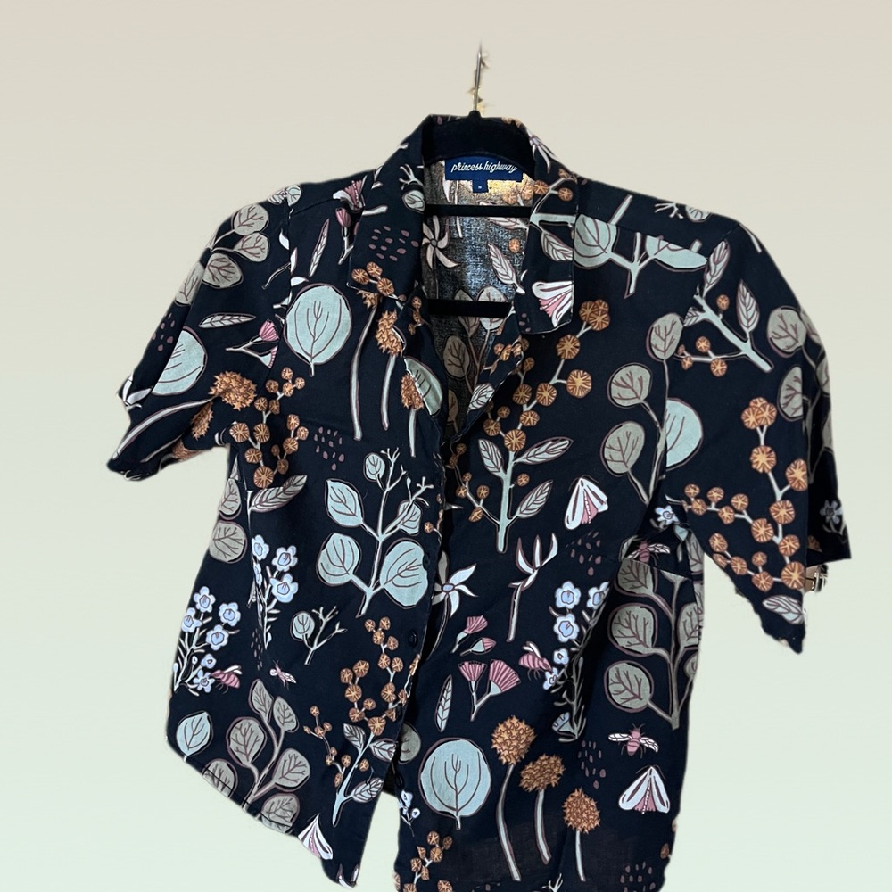 Princess Highway Black and Pink Floral Shirt